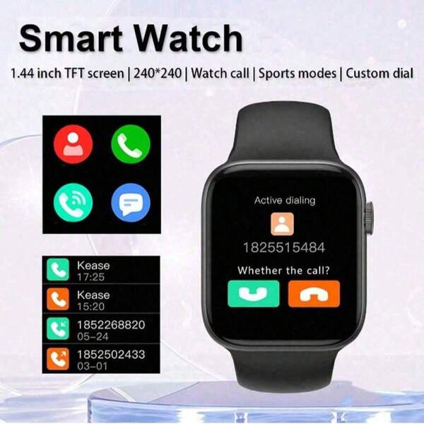 1 Peça Pulseira de Relógio Inteligente de Silicone Unissex com Tela de Alta Definição, Função de Chamada de Telefone, Notificação Social, Múltiplos Modos Esportivos, Compatível com iOS e Android, Adequado para Uso Diário