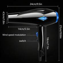 Morfone Local Warehouse 12 Piece Black Hair Dryer Hair Care Set, Home Hair Salon Hair Dryer Multi-Speed Adjustable Drying Hair Styling, Plug-In Model With Air Cushion Combs And Hair Clips And Curling Irons, Etc., Suitable For Home Use/Gift Giving - 查看 3