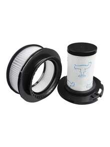 2个吸尘器滤芯，可水洗ABS材质，兼容Rowenta ZR009007 ZR009008、X-Force Flex 11.60 12.60 14.60 15.60 Animal RH9878 RH9898 RH9958 RH99F1等型号，配件 - 黑與白 - 查看 1