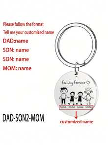 1Pc Personalized Stainless Steel Family Name Keychain,Custom Round Pendant With "Family Forever" Design, Engraved Name Option For Loved Ones, Simple Style Gift For Families,For Man Women Customized Names Round Pendant Keychain Pet Accessories Gift Stainless Steel Jewelry Couple Gifts,Customized Valentine's Day Gifts, Birthday Gifts, Anniversary Gifts