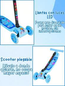 Patín Del Diablo Con Luz En Las llantas, Scooter Plegable Para Niños Con 3 Ruedas, Con Luz y Freno Trasero, Patinete Plegable Para Niños, Patines Para Niñas y Niños, Juguetes Para Niños y Niñas, Juguetes Para Dia del Niño - Azul - Ver 9