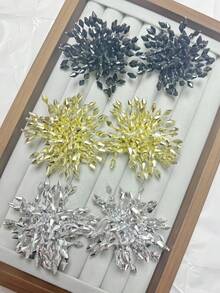 1 对复古夸张水晶手工串珠烟花设计耳环，适合女士，适合派对、宴会和日常佩戴 - 手工煙火 - 查看 3