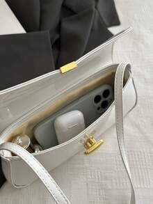 Túi đeo vai/túi xách nữ kiểu retro giả da, thích hợp cho các buổi hẹn hò, đi chơi, dự tiệc và các dịp khác. - trắng - Xem 6