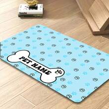 1 pieza Almohadilla de alimentación para mascotas personalizada con nombre - Antideslizante, de fibra de poliéster de secado rápido, diseño de huella de pata en forma de hueso, "Nombre de mascota" personalizado, decoración del hogar creativa y regalo