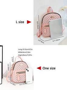 Adjustable Strap Girl's Work Backpack, Zipper Commuter Purse - Pink Shoulder Bag - Pink - View 5