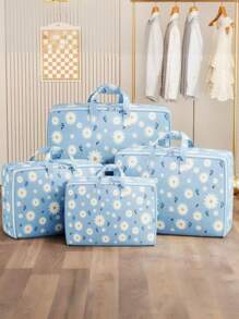 1 件可折叠衣物收纳袋，清新雏菊图案，旅行收纳袋，真空压缩收纳袋，轻便洗衣袋，便携式衣柜收纳袋，节省空间的家居、手提箱、衣柜收纳解决方案 - 彩色 - 查看 8