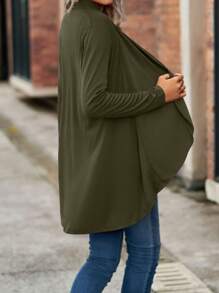 Women Cardigan, Long Sleeve Open Front Solid Ladies Jacket Fall Tops For Casual Daily - Army Green - View 5