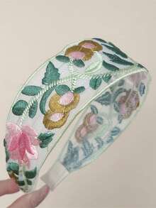 1 件面料蕾丝头带，波西米亚风格涤纶纤维面料头带，发带，发箍，秋季