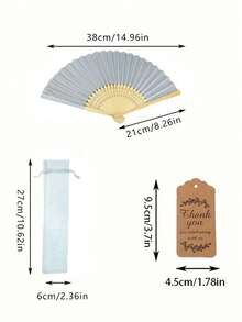 3/15/30 件/套蓝色木质折扇，含礼品袋和感谢卡，新娘竹制手扇，单身派对婚礼新娘回礼，伴娘竹制手扇，单身派对拍照道具，伴娘礼物和婚礼装饰，派对和活动的完美之选，夏季配饰，女士折扇 - 彩色 - 查看 6