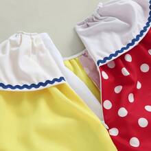 0-5 Years Kids Toddler Baby Boy Girl Clown Costume Halloween Outfits Contrast Color Long Sleeve Jumpsuit And Hat 2Pcs Clothes Set Funny Clown Dress Up Cosplay Costume - 紅色 - 查看 6