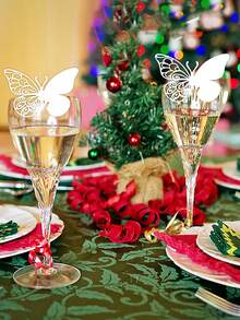 50 张 3D 蝴蝶座位卡、酒杯座位卡、蝴蝶婚礼场地名片、镂空蝴蝶座位卡、婚礼派对装饰、完美婚礼、毕业典礼、生日派对、返校季周年纪念 - 墙贴增强氛围 - 彩色 - 查看 2