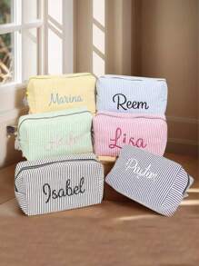 定制伴娘化妆包，女孩刺绣化妆包，大容量化妆包，伴娘婚礼礼物，化妆品收纳盒，印花化妆包，化妆包，伴娘化妆包，伴娘礼物，女士礼物，个性化定制文字，带名字的个性化化妆包 - 彩色 - 查看 3