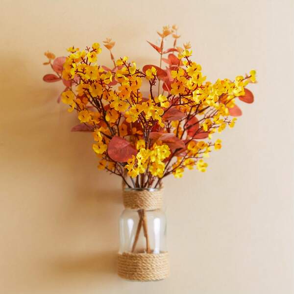 1 Set (3 piezas) Ramo de Planta de Dinero y Flor del Bebé de 36cm (Recipiente no incluido), Adecuado para el Festival de la Cosecha de Otoño, Acción de Gracias, Halloween, Decoración de Mesa Interior, Gabinete, Acción de Gracias, Decoración del Hogar, Centro de Mesa, Decoración Navideña