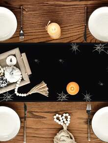 1 pièce/10 pièces Chemin de table motif citrouille d'Halloween et toile d'araignée, chemin de table d'Halloween, chemin de table de la récolte d'automne, décoration de maison saisonnière, style ferme, matériau similaire au lin, 33*91CM/33*183CM/33*274CM, 3 options de taille, décoration de fête d'intérieur et d'extérieur, décoration thème citrouille, décoration de chambre. Convient pour la décoration de cuisine à la maison et la décoration de fête.