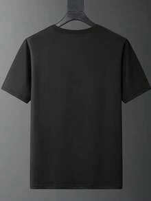 Camiseta casual de pareja y manga corta, estampado de figuras de palo interactivas "atractivas", fibra de poliéster, lavable a máquina, se puede usar como regalo, adecuada para primavera/verano, ocasión romántica del Día de San Valentín. - Camiseta negra individual para hombre - Ver 3