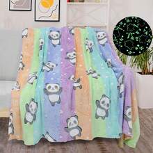 A Flannel Glowing Blanket, A Multi-Colored Children's Blanket With Panda Pattern. Suitable For Children's Sofas, Beds And Travel Blankets. It Uses High-Quality Flannel Fabric, Which Is Soft And Skin-Friendly, And Is More Suitable For Children, Warm And Comfortable. - Multicolor - View 2