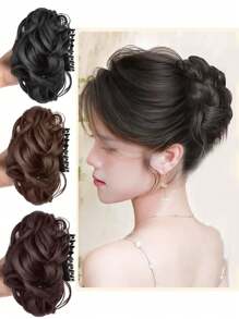 1 szt. damska spinka do włosów z warkoczy z syntetycznych włókien, wysoka spinka do warkoczy z koroną, spinka do baków, puszysty upięty kok, swobodna spinka do włosów z syntetycznych włókien, odpowiednia na każdą porę roku, jesień i zimę, akcesoria do włosów dla kobiet, stroje wakacyjne