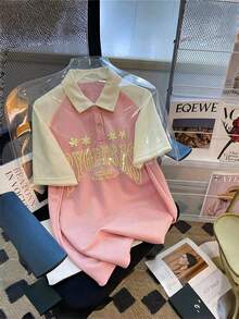 女童短袖印花Polo衫，中大童女童上衣，童装，女童Polo衫，夏季T恤，开学季