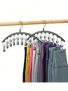 1 buah/4 buah Klip Gantungan Celana Stainless Steel, Anti Selip Hemat Ruang Rak Penyimpanan Lemari Pakaian untuk Jeans Celana Panjang Rok Kamar Tidur Pengorganisasian Rumah - MultiWarna - View 1