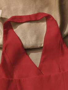 Top sin mangas con espalda descubierta casual para mujer, con botones delanteros, estilo elegante, para verano - Rojo - Ver 4