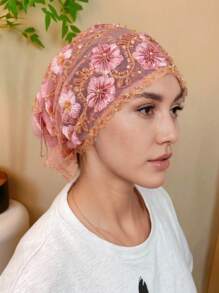 1 buc. Model floral cu dungi, floral (combinație), casual, boem, petrecere, drăguț, poliester, mărgele, stras, ciucure, broderie, patchwork, eșarfă pentru cap, potrivită pentru zi cu zi, acasă, vacanță, întâlnire de seară, cadou, toate anotimpurile, decor elegant cu ciucure din mărgele acrilice, decor cu coadă de pește, stras, broderie florală, decor
