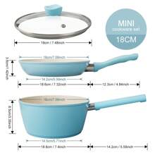 ABKOK 1pc/2pcs 18cm Non-Stick Frying Pan And Pot Set - Space-Saving Design, Suitable For Singles And Couples, Individual Pots And Cookware Sets Sold Separately