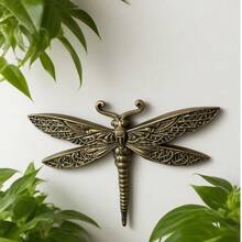 1 Peça Decoração de Parede Artesanal Única e Criativa em Forma de Libélula Dourada, Peça Decorativa de Quadro de Inseto Feito à Mão, Decoração de Museu de Insetos para Festas em Casa, Presente de Nicho, Decoração de Inseto