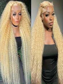 613 13x4 Lace Front Wigs Human Hair With Natural Hairline 250 Density Deep Wave Lace Front Wigs Human Hair With Baby Hair Kinky Curly Human Hair Wig Glueless Wigs Human Hair Pre Plucked For Women 40 Inch - 613 - 查看 2