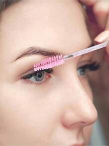 100pcs Crystal Pink Eyelash Brushes, Mascara Wands With Storage Box, Bendable Disposable Eyebrow Brushes, Eyelash Extension Brushes, Eyebrow Brushes, Castor Oil Brushes, Eyebrow Brushes, Eyeshadow Brushes, Spiral Brushes