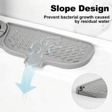 Protège-éclaboussures pour évier de cuisine, tapis de robinet en silicone, tapis de protection anti-éclaboussures pour évier avec une pente de 5°, rotatif à 360°, flexible, anti-dérapant, bac de récupération des gouttes d'eau pour la zone de l'évier de salle de bain et de cuisine