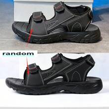 Men's Sandals, Casual Outdoor Beach Slippers, Men's Summer Sandals, MD Thick Sole Soft Comfortable Men's Cross Sandals, Adjustable Hook And Loop Upper Plus Size Men's Shoes, Men's Summer Sports Sandals, Women's Sandals, Men's Hiking Sandals, Wading Sandals - Black - View 10