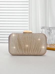 Fashionable Pleated Clutch Bag, Banquet Handbag, Shoulder Crossbody Chain Bag For Women