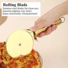 Gold Plating Stainless Steel Pizza Cutter Wheel, Sharp Pizza Slicer With Gold Plating - 金色 - 查看 4