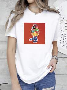 180g Pure Cotton Bjork Volta T Shirt Band 2007 Tee Tour Concert Unisex Short Sleeve Tee NH8201 For Men Versatile Breathable For Women Graphic Summer Stretched Streetwear Print Round Neck Short Sleeve Stylish Comfortable Slightly Designer Clothes Fashion Top For Everyday Wear Casual Soft - 白色 - 查看 7