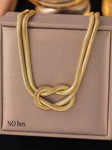 1 Peça Conjunto de Colar e Pulseira Trançado em Aço Inoxidável, Moda Camada Dupla, Adequado para Mulheres, Homens, Casais, Uso Diário, Festas, Festivais