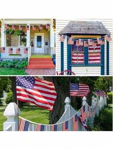 1/5sets 10m 30 Flags/5m 20 Flags For Independence Day Decoration In Homes And Gardens, Used For Decorating Independence Day Celebrations In The United States - Multicolor - View 5