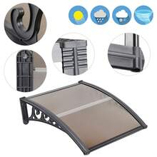 Front Door Canopy, Plastic, Aluminum, Pent Arch Canopy, Roofing, Canopy For Front Door, Pent Arch Canopy, Polycarbonate Pent Canopy, Roofing, PP Bracket, 60*100cm - Brown - View 6
