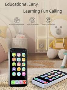 1 件儿童逼真苹果智能手机音乐手机，多模式触摸屏，男孩和女孩的益智玩具，生日礼物 - 彩色 - 查看 2