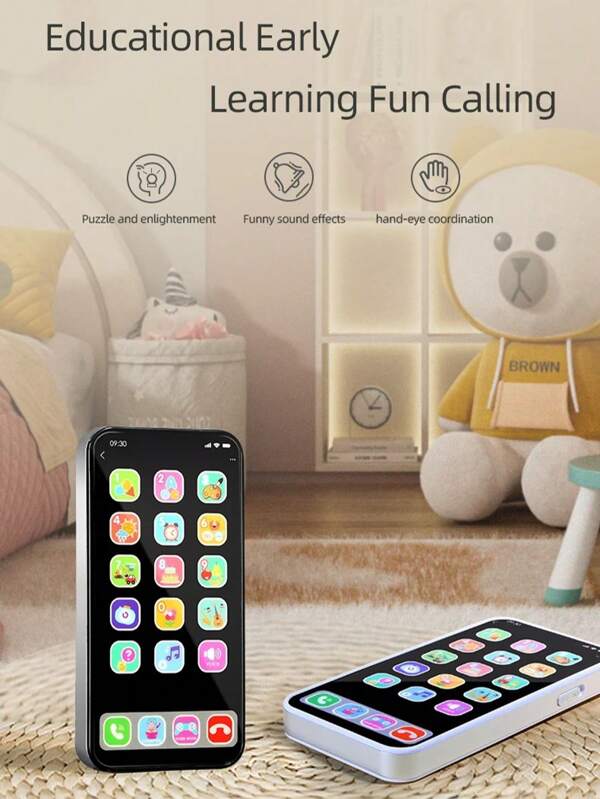 1pc Kids Realistic Apple Smartphone Music Phone, Multi-Mode Touch Screen, Educational Toy For Boys & Girls, Birthday Gift