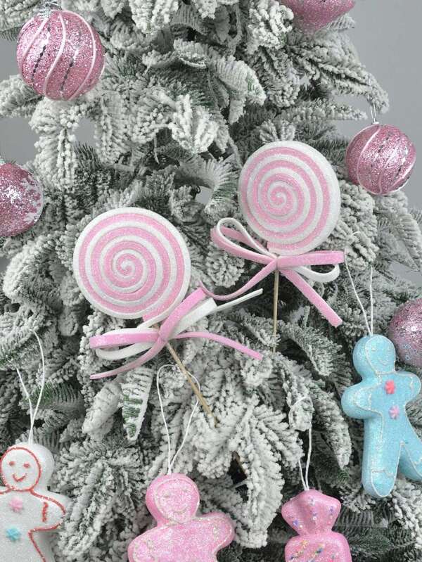 1/2PCS Christmas Simulation Candy Branch Flash Foam False Lollipop Cuttings Christmas Tree Decoration Home Vase Festival Party Decoration Home Decor Christmas Decorations Room Decor Winter