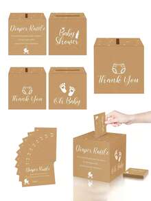42 件/21 件 - 带盒尿布抽奖券，用于婴儿洗礼游戏邀请函，尿布抽奖卡，用于揭示婴儿洗礼派对装饰桌面中心装饰（棕色）