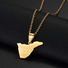 1pc Stainless Steel La Palma Island Map Pendant Necklace, Jewelry For Women & Girls - Multicolor - View 10