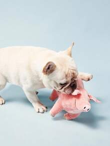 PETSIN 1只可愛的豬設計寵物磨牙發出尖叫聲的毛絨玩具,耐用的咀嚼玩具可互動供應給狗