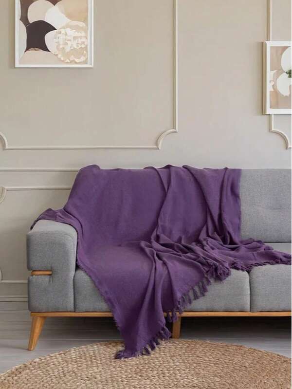 Copridivano in tessuto di cotone-poliestere con motivo a spina di pesce, realizzato in Turchia - 180x210 cm