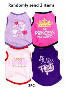 2 件宠物背心上衣，轻便透气舒适无袖衬衫，带宠物印花，适合中小型犬/猫，春夏季