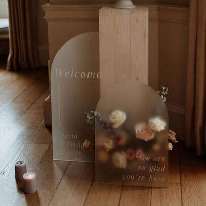 1 pièce 30 cm x 40 cm / 40 cm x 55 cm Acrylique givré vierge pour panneau indicateur de mariage DIY, signalisation de mariage, affichage pour anniversaire, fiançailles, tableau d'affichage pour fête