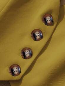 Top de tirantes con cuello halter y botones delanteros de unicolor, casual de verano para mujer - Amarillo - Ver 4