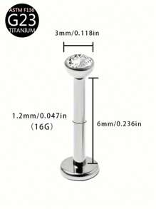 قطعة واحدة من أقراط الأذن المرصعة بالزركونيا المكعبة من التيتانيوم G23 بشكل دائري، أقراط الغضروف، خاتم الشفة، خاتم الأنف، مجوهرات ثقب التيتانيوم F136، مناسبة للاستخدام اليومي للنساء