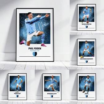 1pc Wall Arts Posters Optional Frame Pop Manchester City Poster Manchester City, Manchester City Footballer Wall Art Room Decoration Wall Art Home Decor Living Room