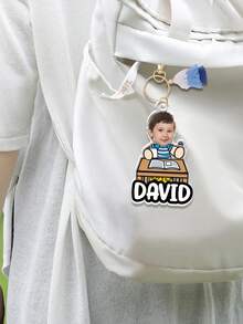 1pc Personalized Back To School Kid Gift, Custom Kid Face Keychain, Backpack Kid Name Tag, First Day Of School Gift For Kid, Kid's Lunch Box Tag - Multicolor - View 8